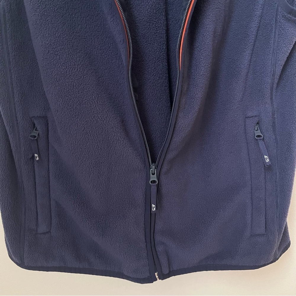 Vineyard Vines Boys XL Navy Blue Fleece Full Zip Vest Whale Logo - Picture 5 of 9